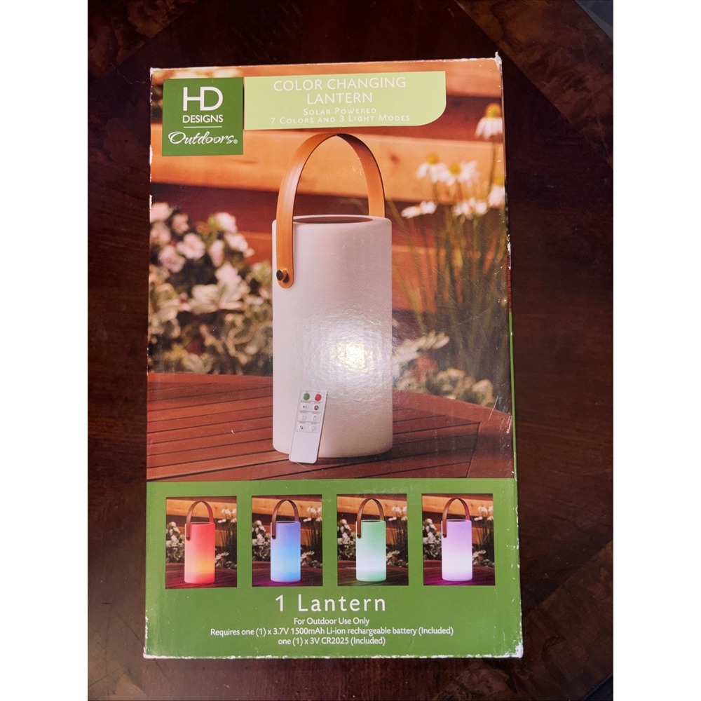 HD Designs Outdoor Solar Color Changing Lantern W/ Remote  7 Colors New